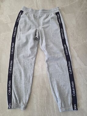 Calvin Klein Womens Large Gray Joggers Sweatpants Side Logo Tape Track Pants L